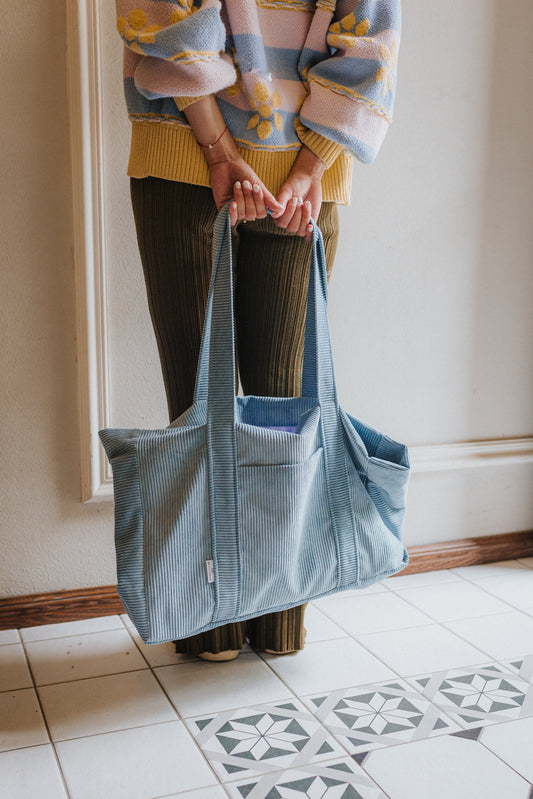 Cord-Shopper-Tasche Blau | Tragetasche Blau