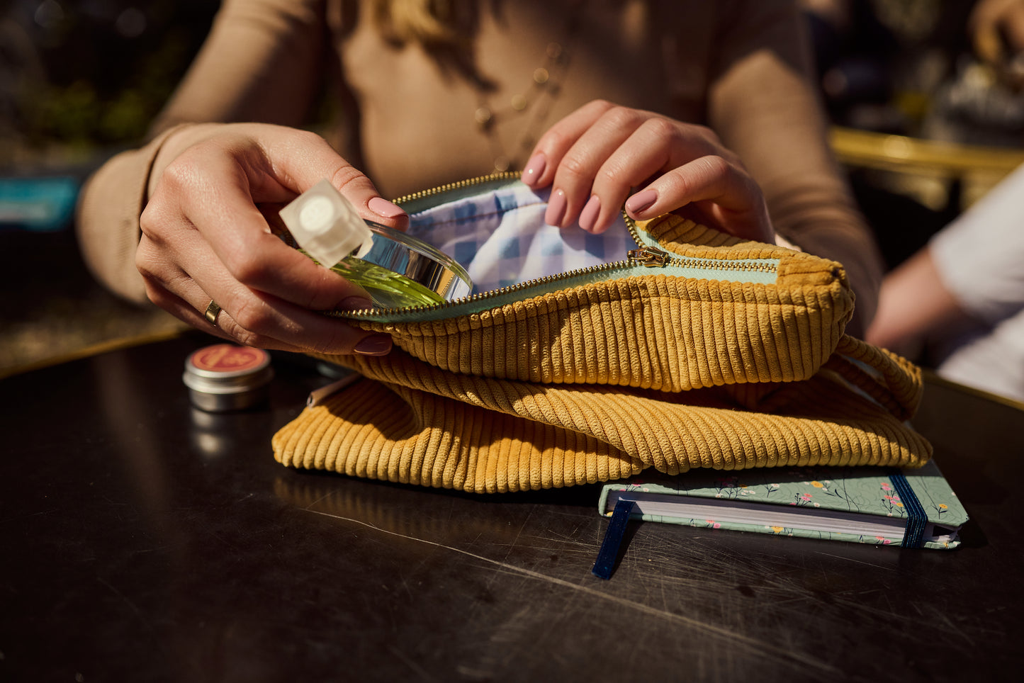 Corduroy Makeup Bag Yellow | Toiletry Bag Yellow