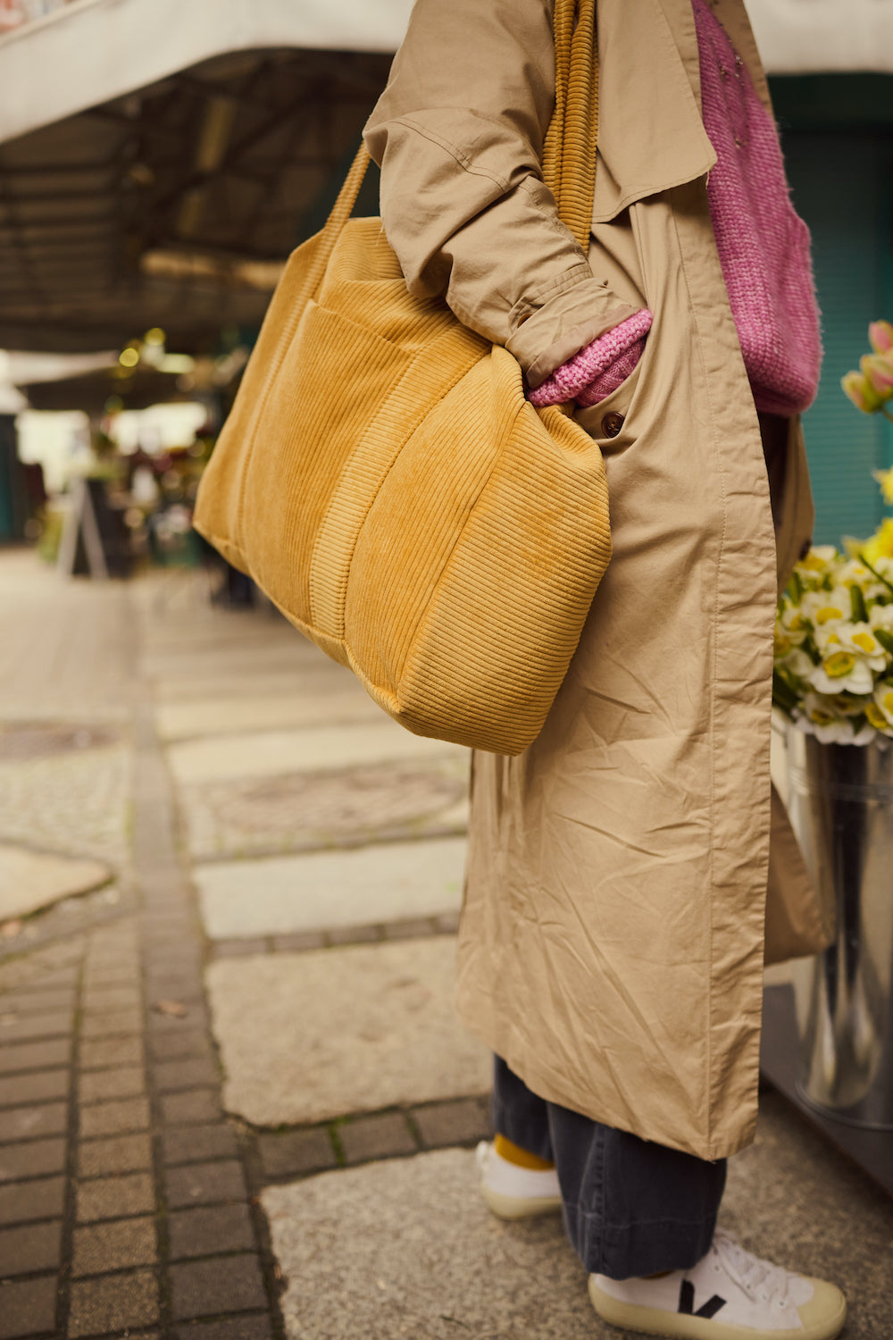 Corduroy Shopper Bag Yellow | Tote Bag Yellow